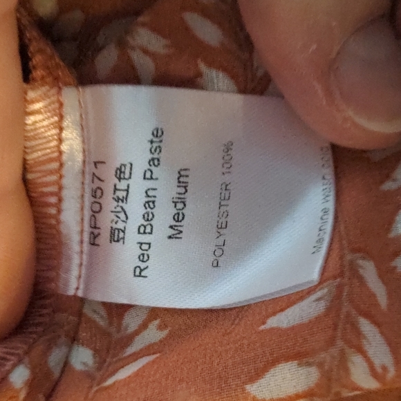 Bigyonger Sheer Shirred High Neck Blouse With Metallic Accents Red Bean Paste - Picture 10 of 11